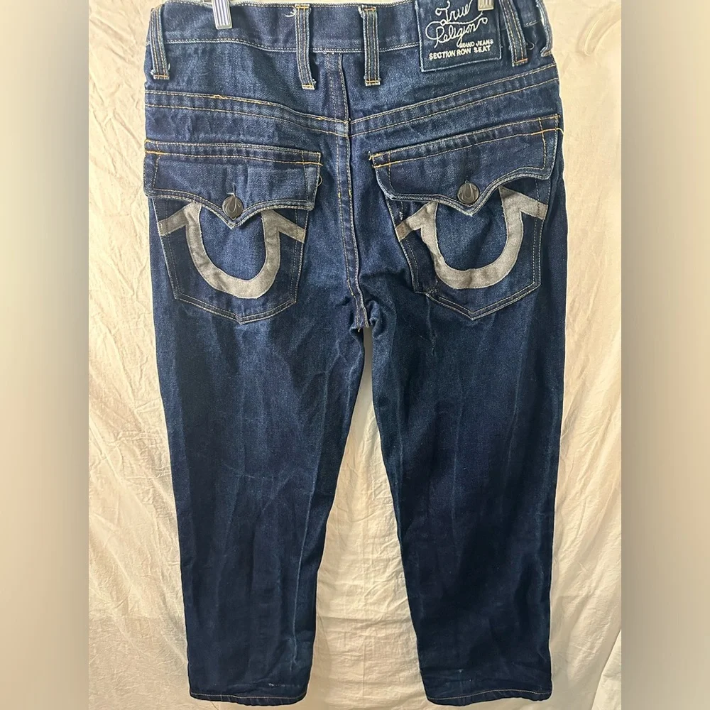 True Religion Section Row Seat Jeans Mens 36 Dark Wash Button Fly